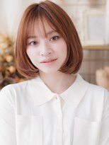カバーヘア ブリス 上尾西口店(COVER HAIR bliss)&nbsp;艶髪ピンクミルクティーベージュブリーチなし前下がりボブ20代a