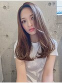 髪質改善　韓国風　前髪カット　小顔ベージュカラー