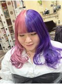 ツートーンバイカラーロングヘア　ピンクと紫　【SOMEBRIDGE】