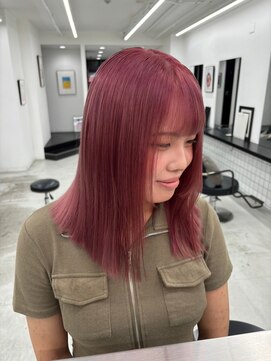 ジルスタジオ(JILL STUDIO) JILL STUDIO ピンクレッド×切りっぱなしミディ