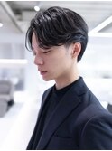 アッシュブラック/マッシュパーマ/刈り上げ/ツーブロック