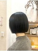 タッセルボブ/切りっぱなしボブ/トリートメント/暗髪/ブラック/
