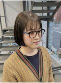 ブリーチなしカラーヘーゼルベージュ春カラーボブ
