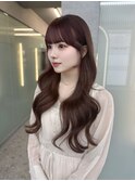 市野瀬裕奈/博多韓国ヘア/顔周りカット/ピンクブラウン/レイヤー