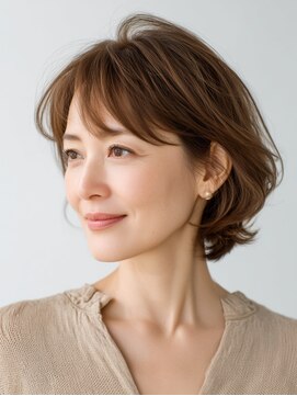 クラゲヘアー/小顔/ココアベージュ/オリーブグレー/川西