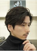 原宿ルーズパーマオールバックスパイラルパーマ大人ビジネスヘア