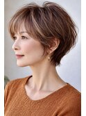 白髪ぼかし脱白髪染め大人ショート40代50代60代