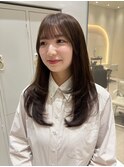 オリーブベージュ/ブリーチなしダブルカラー/透明感カラー