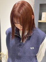 ラミエバイメルト 下北沢(lamie by melt) 花田ボブブリーチなしダブルカラーピンクブラウン下北沢韓国暖色