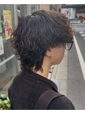 マッシュウルフ×波巻きパーマ