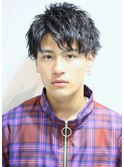 刈り上げセンターパートフェザーパーマサーフカール