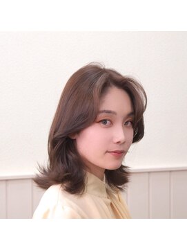 コネクトヘアデザイン バイ マツダ(CONNECT hair design by Matsuda) ミディアム レイヤー くびれ くすみブラウン 韓国ヘア