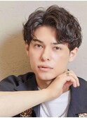 メンズショート　パーマ　30代　40代　黒髪　刈り上げ　大人ヘア