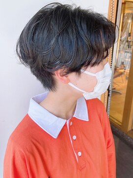 モリオフロムロンドン 原宿本店(morio from London) 【morio原宿】黒髪ショート ニュアンスパーマ 前髪なし