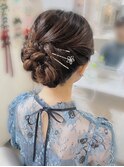 結婚式 二次会 お呼ばれ ゆるふわアップスタイル× シルバーピン