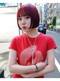 レッドボルドーミニボブ切りっぱなしボブ