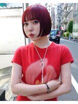 レコ 渋谷(LECO)&nbsp;レッドボルドーミニボブ切りっぱなしボブ