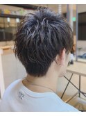 ツーブロック 束感ショートレイヤー ニュアンスパーマ