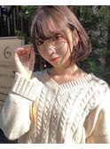 韓国風ボブ、耳かけOK、ココアブラウン