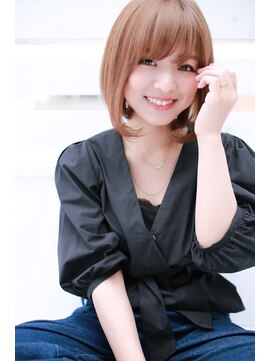 ラフィスヘアーリット 茨木2号店(La fith hair lit) 【Lafith】オレンジベージュカラー×ボブスタイル