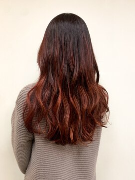 トップヘアー 玉島店(TOP HAIR) 《TOPHAIR 玉島店/ ぴーち》ロングヘア艶レッドカラー