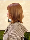 ◆ミディアムレイヤー/レイヤーカット/銀座/暖色/オレンジカラー
