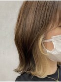 大人可愛いストレートくびれボブインナーカラー肩ライン外ハネ