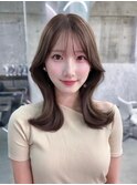 メルティカラー似合わせカットフェミニンロング韓国レイヤー