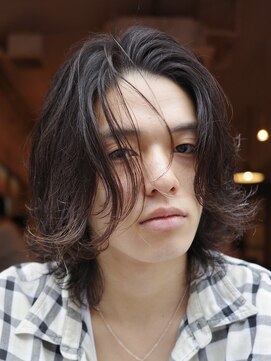 フィフスパーク(fifth PARK) フェザーパーマニュアンスパーマメンズセンターパートウルフ渋谷