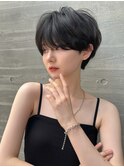 大人可愛い20代30代40代黒髪前下がりショートボブ丸みショート◎