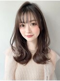 似合わせカット暗めカラーセミディ大人可愛いエアリーカール