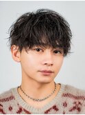 王道ラウンドマッシュメンズマッシュ緩めパーマ