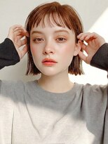 ヴェイン 渋谷(vain)&nbsp;ショートボブ 前髪カット オレンジブラウン 顔周りカット 20代