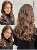 ココアベージュ　ハーフブリーチ/ゆる巻きレイヤー
