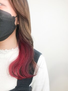 アヴァンス アリオ鳳店(AVANCE) インナーカラー×レッド×イヤリングカラー×ケアブリーチ