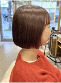 【縮毛矯正】で楽ちん◎ぱっつんボブ★ピンクグレージュ★坂田