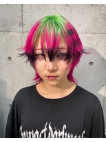 インク 渋谷(INK.)&nbsp;デザインカラー ボーダー シャギーウルフ