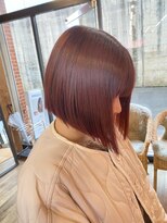アンジェリカラボ 高田店(ANGELICA LABO) チェリーレッド、前下がりボブ