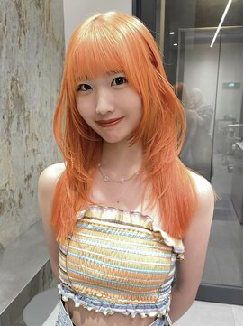 ソル 栄矢場町(SOL) オレンジカラーペールオレンジレイヤーカットザクザクレイヤー