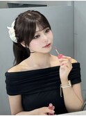 韓国ヘア 顔まわりカット ヘアアレンジ 艶髪カラー モテヘア