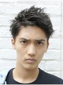 ビジネスショートスパイキーショートパーマツーブロック刈り上げ
