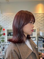 ディフィーノ 青山(DIFINO) 顔周り韓国レイヤー/外ハネミディアム/オレンジブラウン