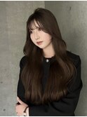 レイヤーカットロングレイヤーフェイスレイヤーマロンベージュ