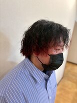 ヒラトヤ 肴町店 ビジネスセンターパート波打ちパーマ×レッドカラー20代30代40代