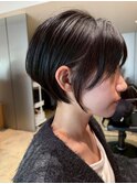 美シルエットショート/くびれショート/ミニボブ/ダークブラウン