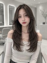 レス(Les.)&nbsp;顔まわりレイヤー/グレージュカラー/韓国ヘア　20代30代40代