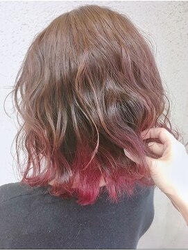 セレスト 下北沢店(CELESTE) ｒｕｂｙｒｅｄ×ｏｒａｎｇｅ　インナーカラー