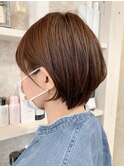 福山市美容室Caary人気 ピンクブラウン・ナチュラルショートボブ