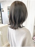 福山市美容室Caary シルキーグレージュ 上品外ハネロブ