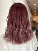 ダブルカラーピンクベージュベージュカラーケアブリーチレイヤー
